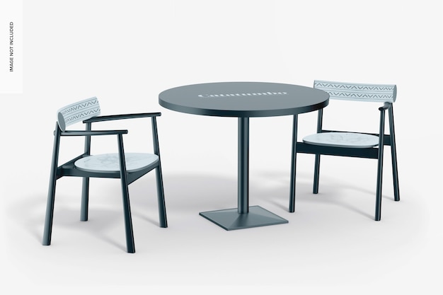 PSD round restaurant table mockup, perspective