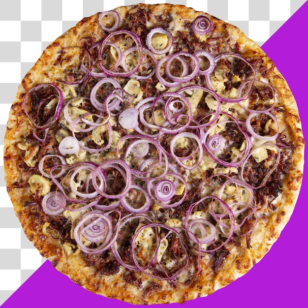 Round royal pizza on transparent background