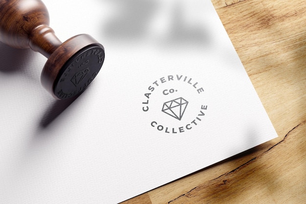 PSD round rubber stamp logo mockup