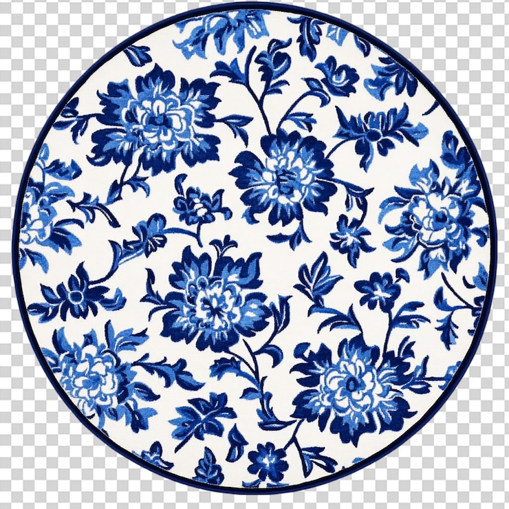PSD round rug blue isolated on transparent background