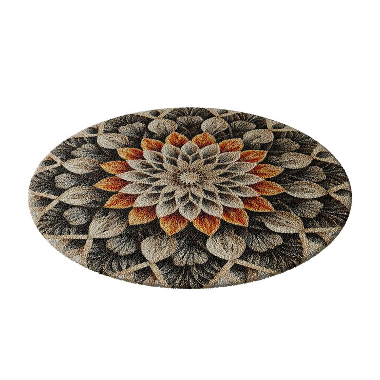 PSD a round rug with a flower pattern on it