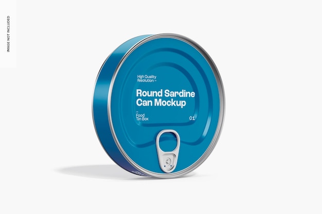 Round sardine can mockup, left view