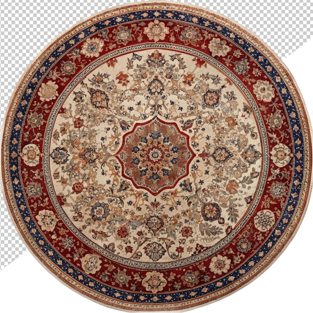 PSD round shape persian rug on transparent background