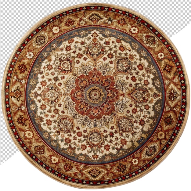 PSD round shape persian rug on transparent background