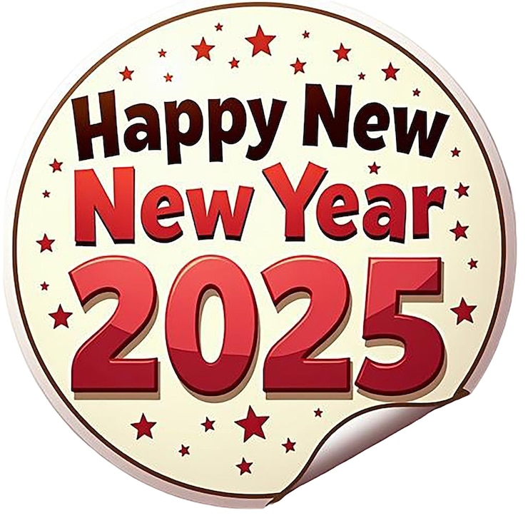 PSD a round sign that says happy new year on it