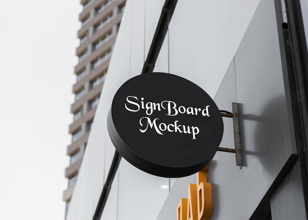 Round signboard mockup