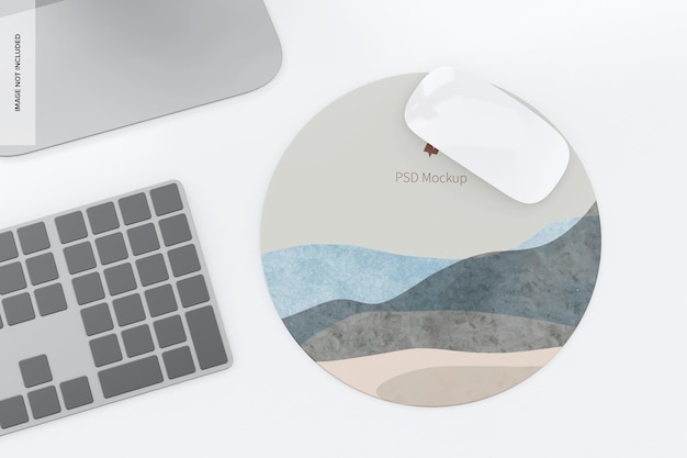 PSD mockup di tappetino per mouse rotondo in silicone 02