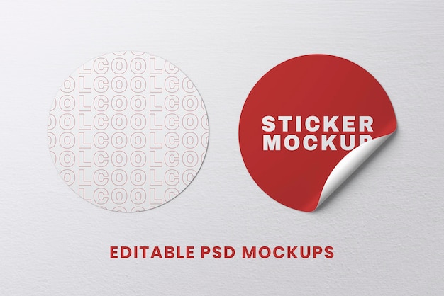 PSD round sticker design mockup