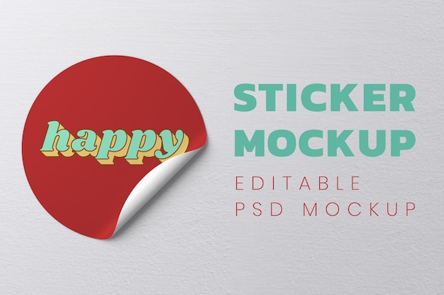 Round sticker design mockup