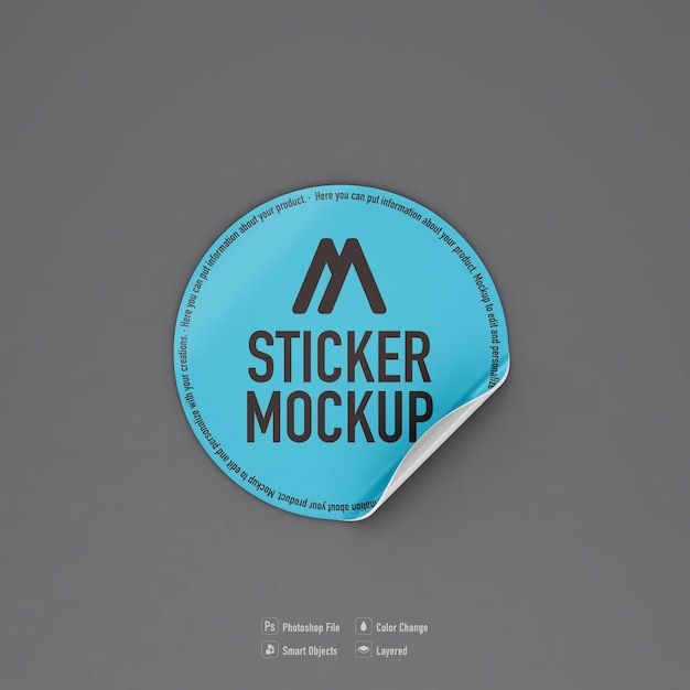 PSD round sticker mockup design isolated