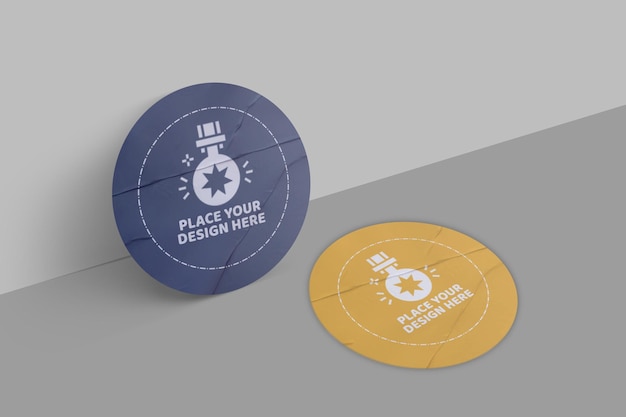 Round Sticker Mockup Design PSD Template Promotional Label Tag Mockup