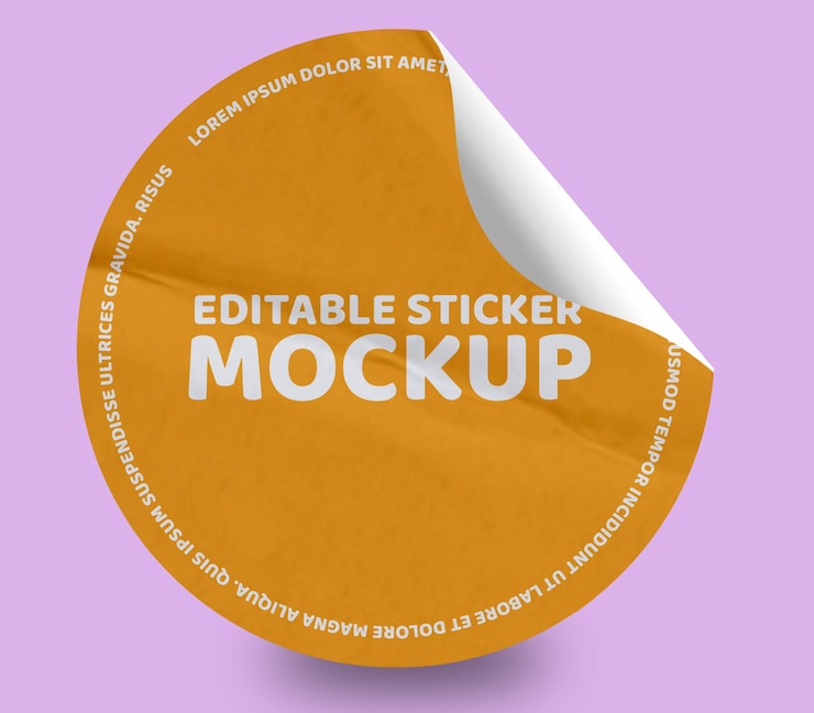 PSD round sticker mockup psd-sjabloon