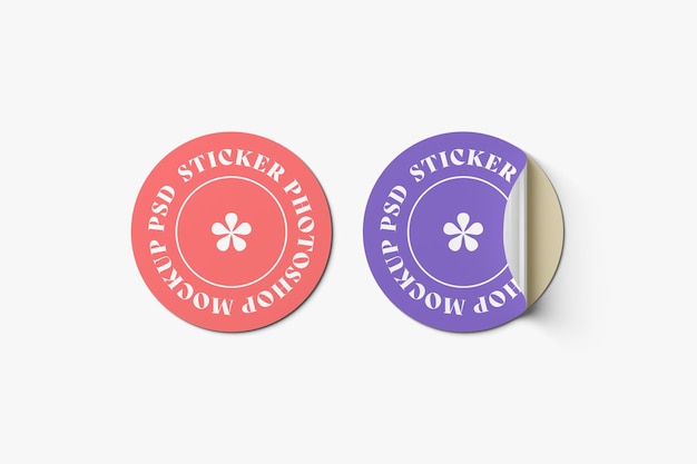 PSD round sticker mockup top view