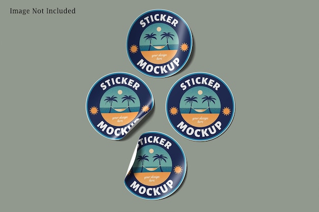 Round Sticker Mockup
