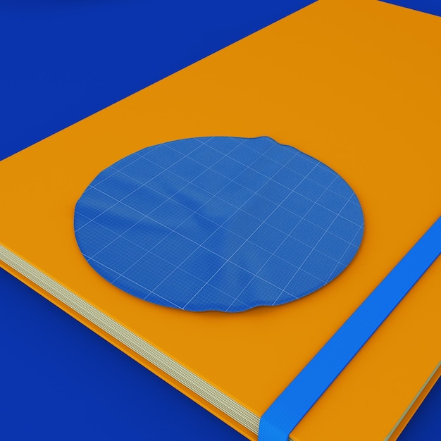 PSD psd-макет круглой наклейки на ноутбук с настраиваемым дизайном