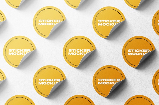 Round Sticker Set Mockup