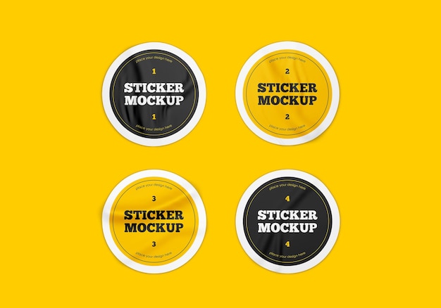 PSD round stickers mockup