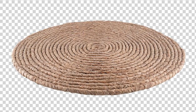 PSD round straw mat isolated on transparent background