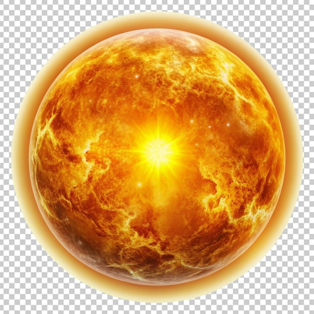 PSD round sun isolated on transparent background