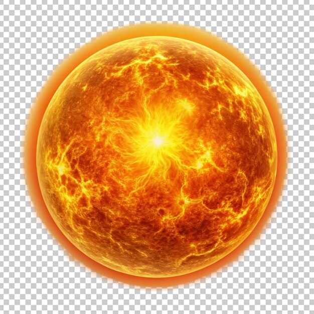 PSD round sun isolated on transparent background