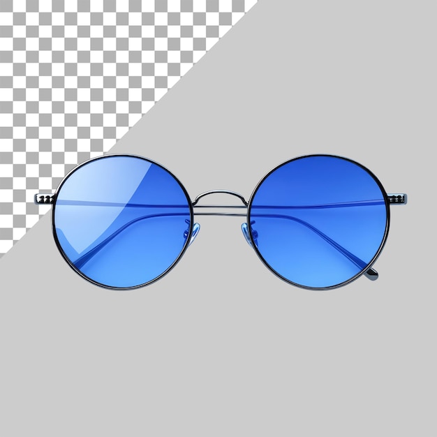 round sunglasses blue in color with transparent background