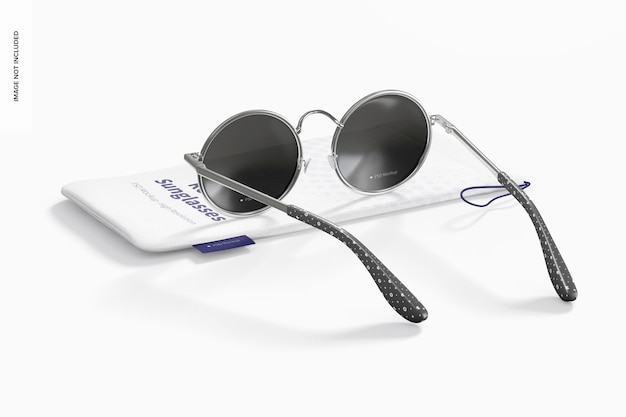 PSD round sunglasses mockup, back view