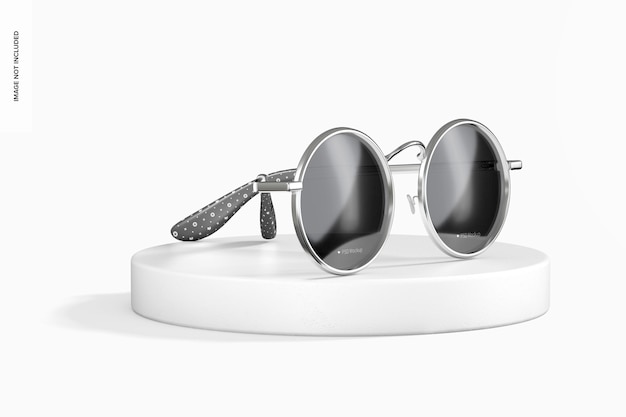 Round sunglasses mockup, left view