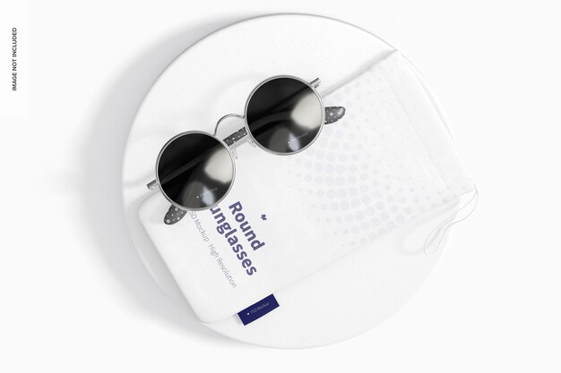 PSD round sunglasses mockup, top view