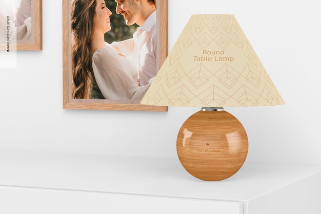 Mockup di lampada da tavolo rotonda, prospettiva