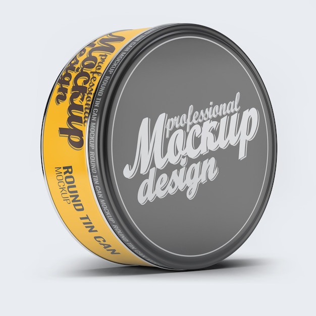 Design rotondo con mockup di latta