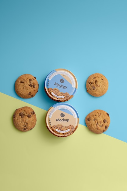 PSD round tin cookie box mock-up design