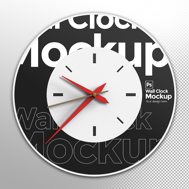 PSD round wall clock mockup vista frontale