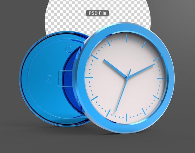 Round wall clock with time arrows and clock face isolated 3d