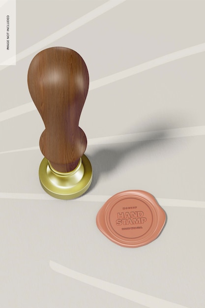 round wax seal mockup, high angle view