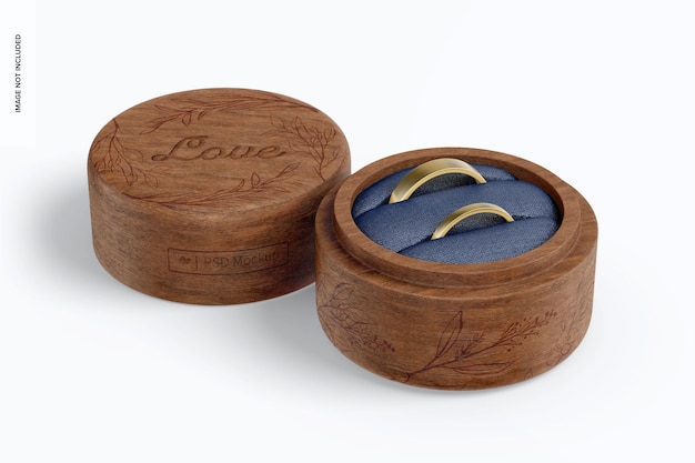 Round Wedding Ring Box Mockup, Opened