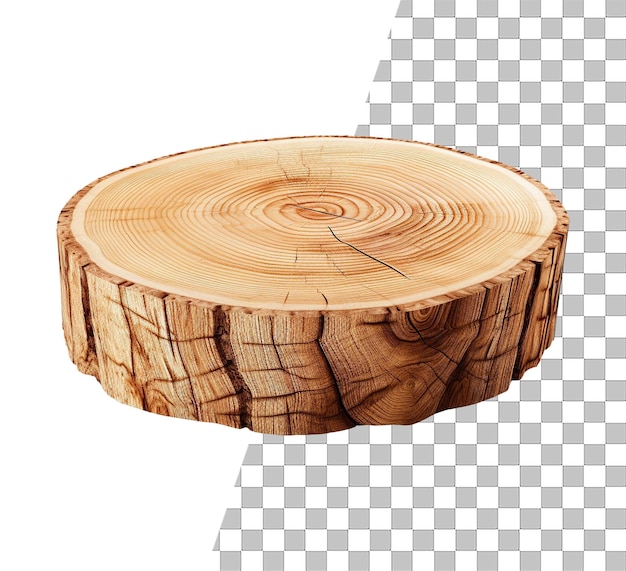 Round wood log slide object with transparent background