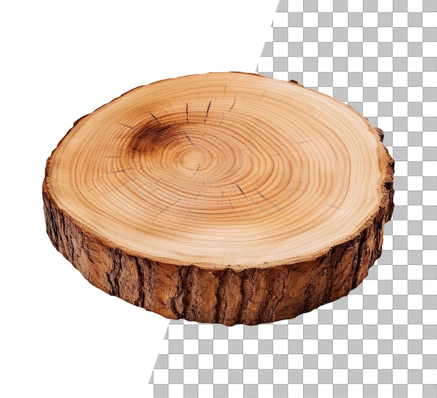 Round wood log slide object with transparent background