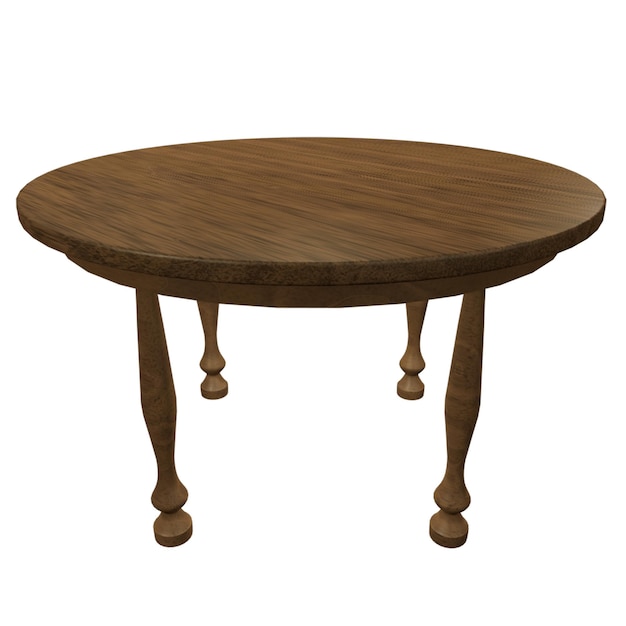 Round wood table isolated on transparent background