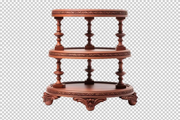 PSD round wooden etagere isolated on a transparent background