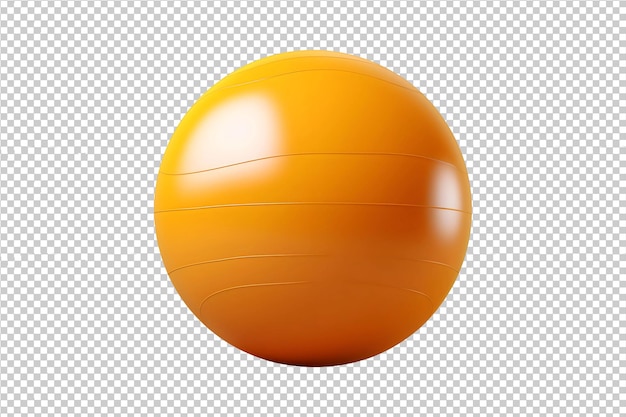 Round yellow exercise ball isolated on a transparent background