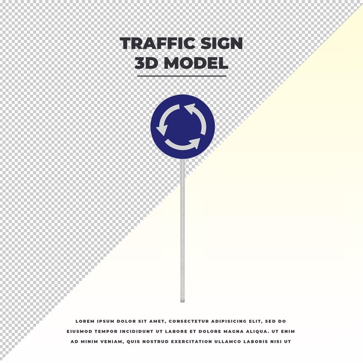 PSD roundabout traffic circle sign traffic sign