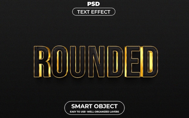 Rounded 3d style editable text effect template