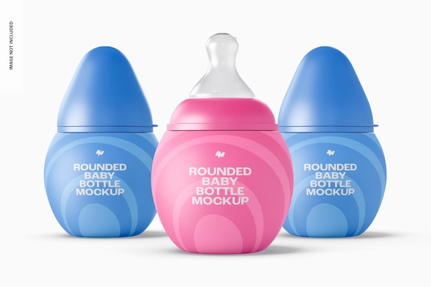 rounded baby bottles mockup