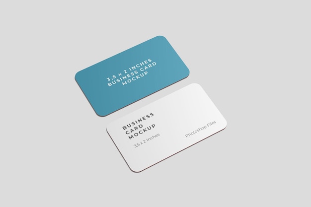 rounded business card mockup high angle view