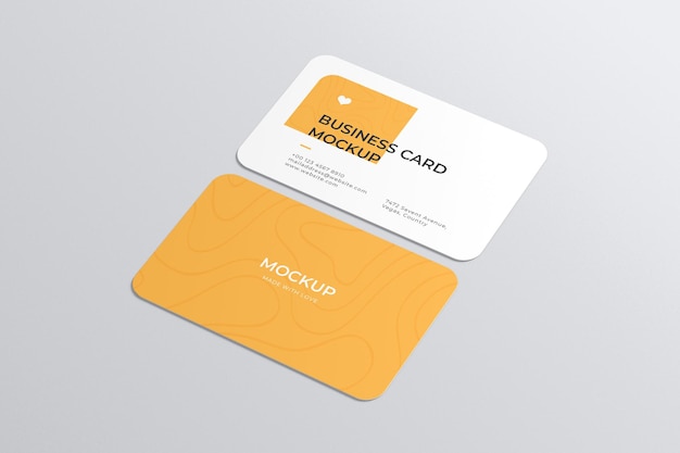 PSD rounded business card mockup