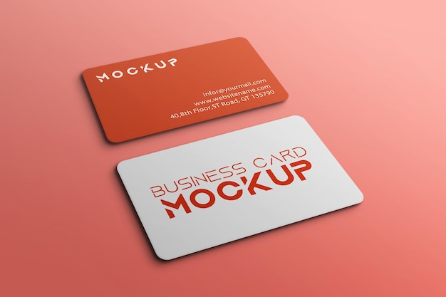 PSD rounded business card mockup