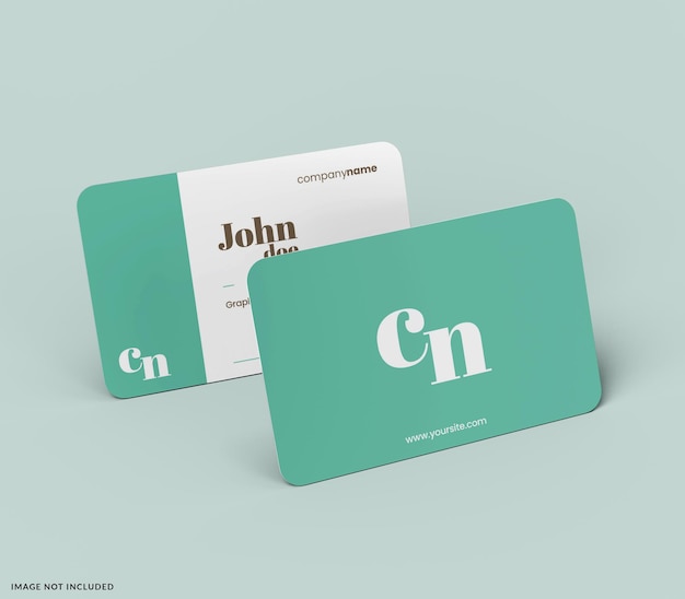 Rounded business cards mockup