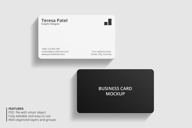 Rounded corner business card mockup design