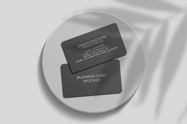 Rounded corner business card mockup with shadow overlay