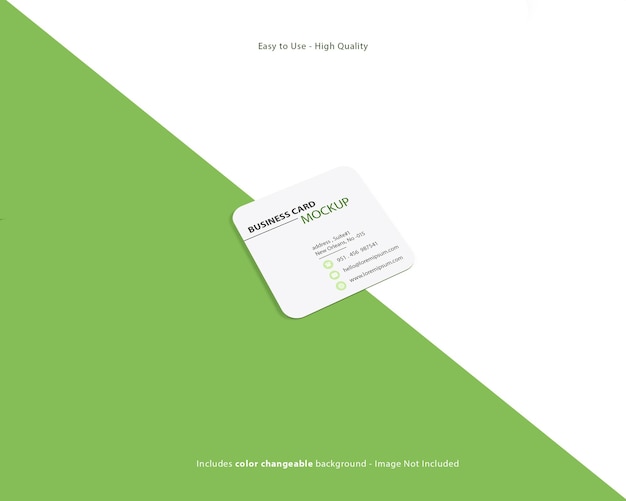 丸みを帯びた角の正方形の名刺のモックアップ
